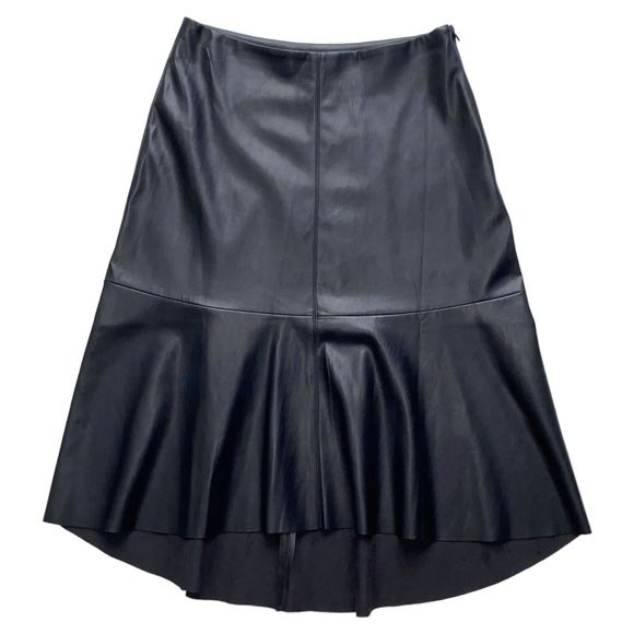 Womens Habitual Skirt Jayda Faux Leather Black Knee Length High Low Skirt Size 2 - Picture 5 of 8